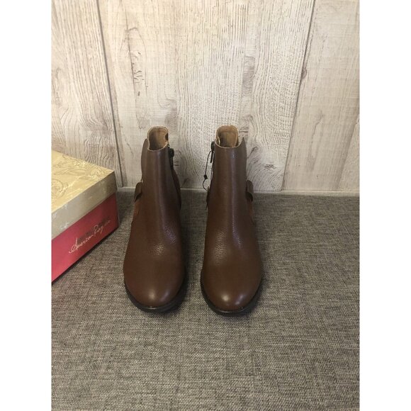Womens American Rag Ashly Cognac Brown Leather Booties Size 6 1/2 - Picture 2 of 7